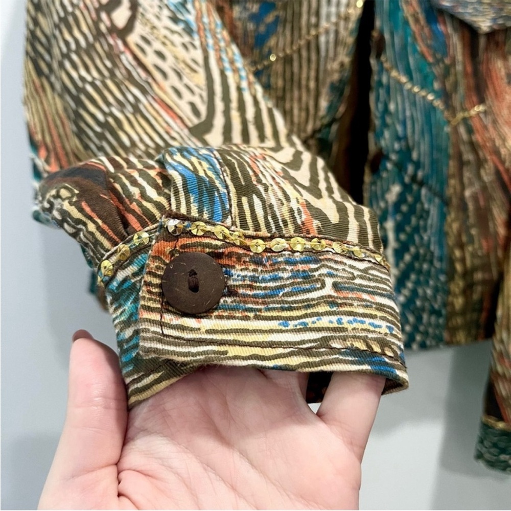 Multicolor Jean Jacket with Shell Accents - Picture 5 of 9